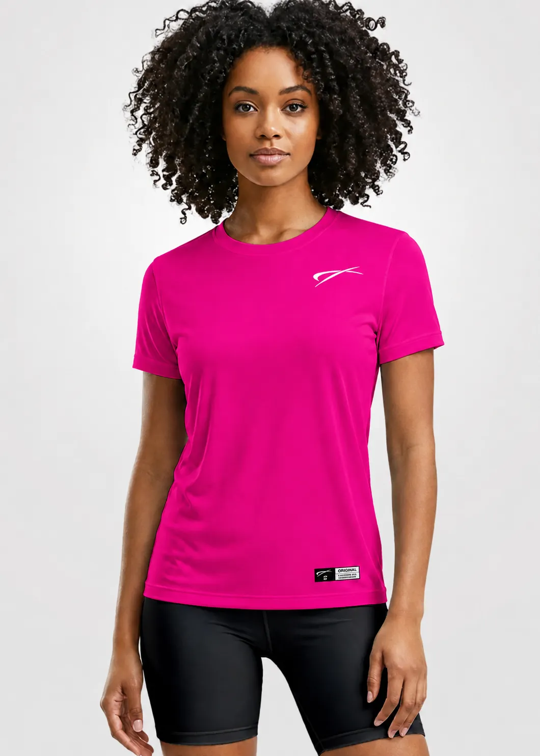 Camiseta Poliamida Crepe Feminina Treino - Rosa neon