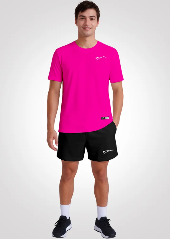 Camiseta Poliamida Furadinha Masculina Treino - Rosa neon