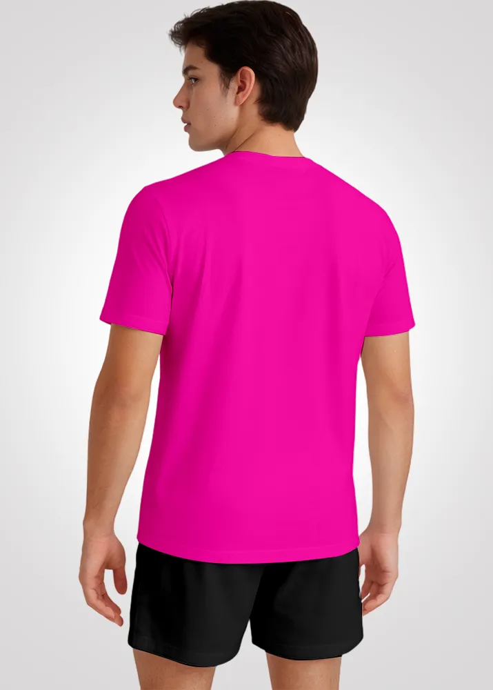 Camiseta Poliamida Furadinha Masculina Treino - Rosa neon