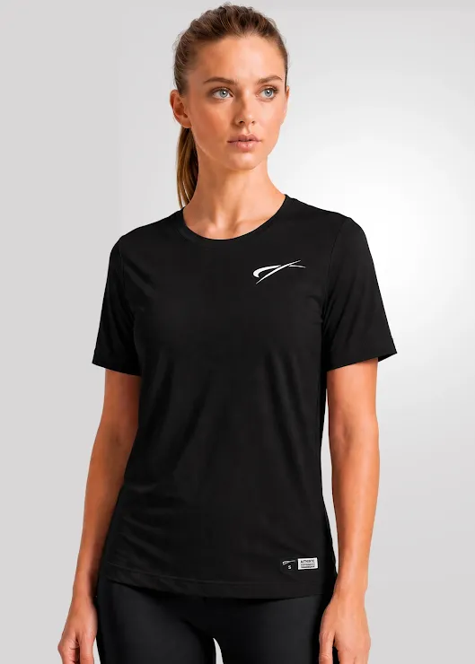 Camiseta Poliamida Furadinha Feminino Treino - Preto